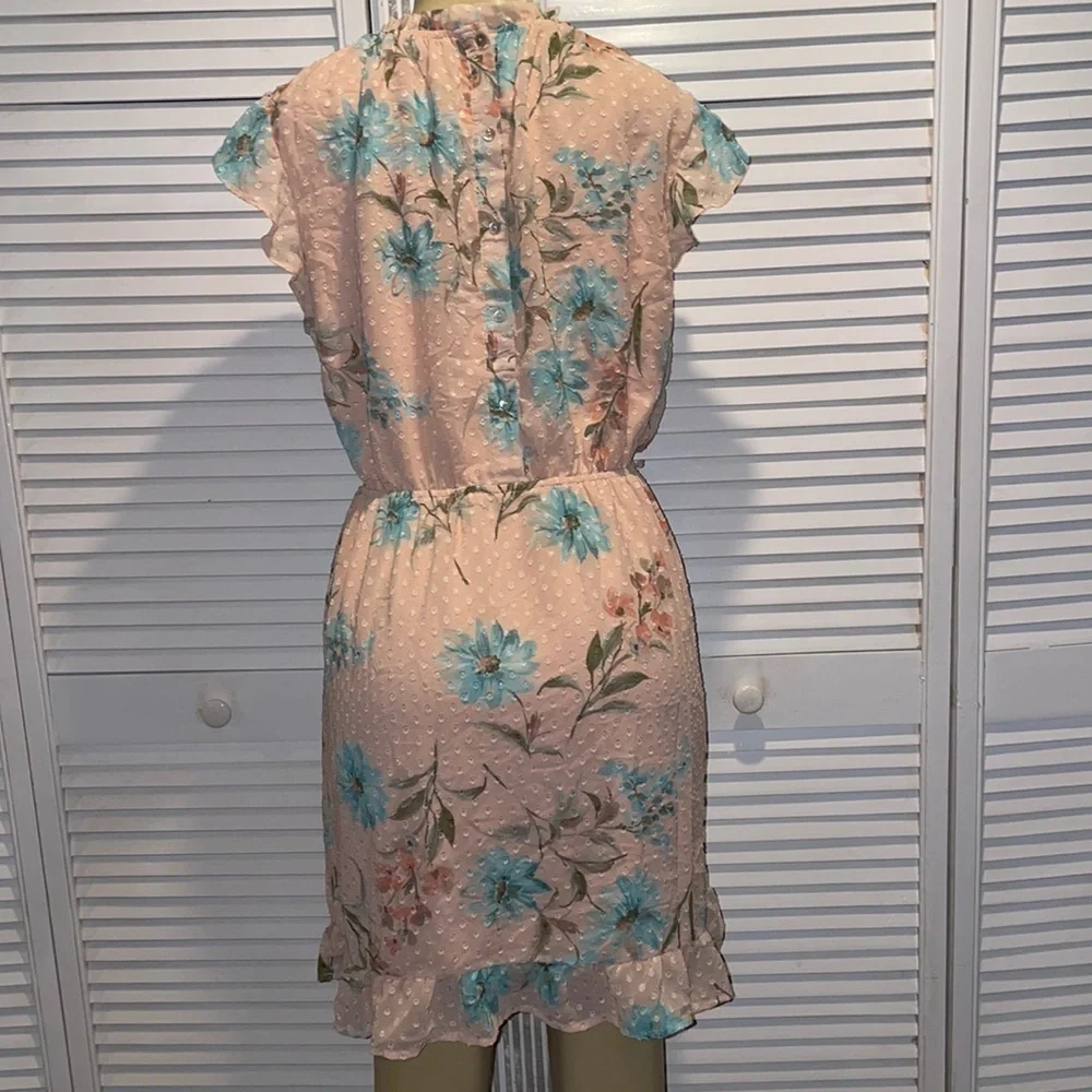 Dr2 by Daniel Rinn Pink and Blue Floral Dotted Dress size L - Picture 5 of 8